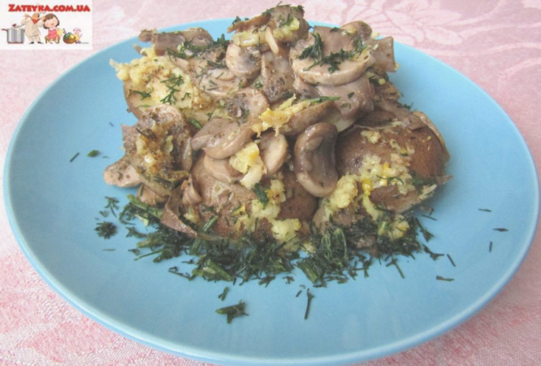 Картошка с грибами и чесноком в духовке (постный рецепт)