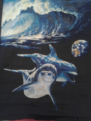 Вышивка "Дельфины. Космический океан"