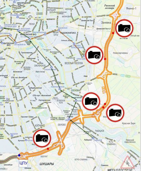 Камеры на обочину кад спб карта