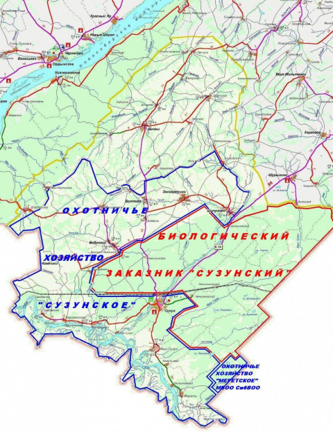 Карта сузунского района новосибирской области с деревнями озерами и дорогами