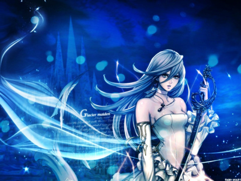 Blue hair anime woman