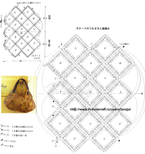Крючком сумки из мотивов крючком схемы и описание