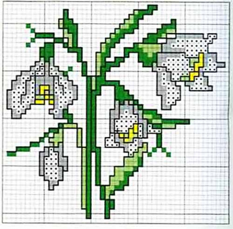 Ландыши крестиком схема