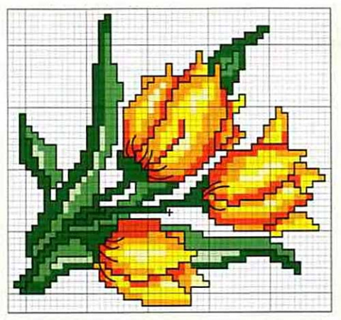 Вышивка крестом сделай своими руками тюльпаны