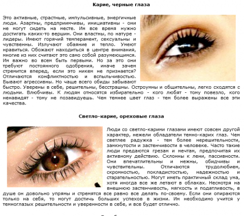 Черные глаза характеристика