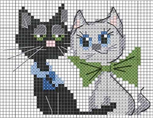Котейки - схемы вышивки котиков